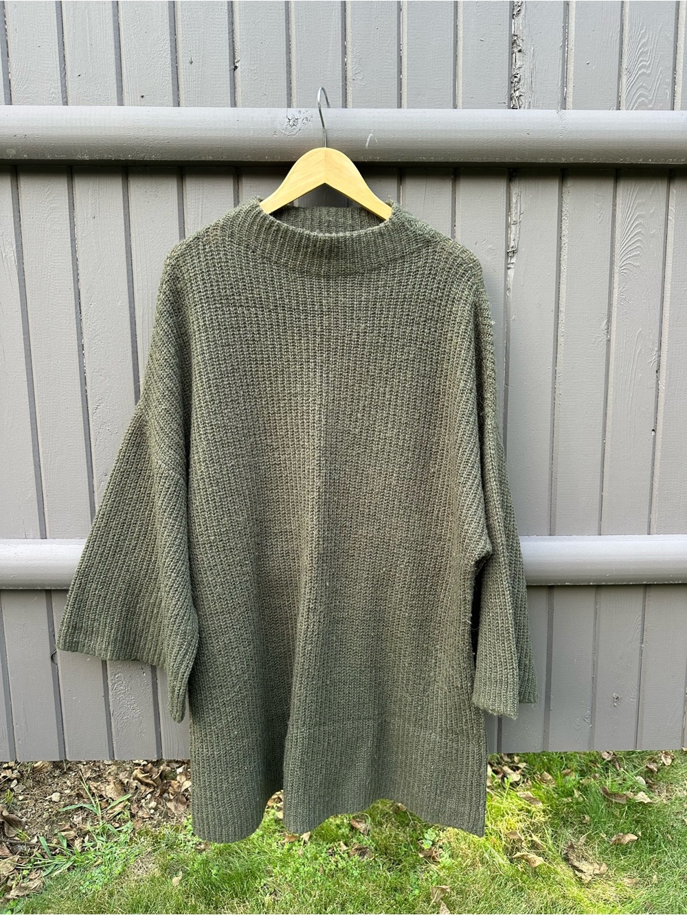 Olive Knit Sweater Dress